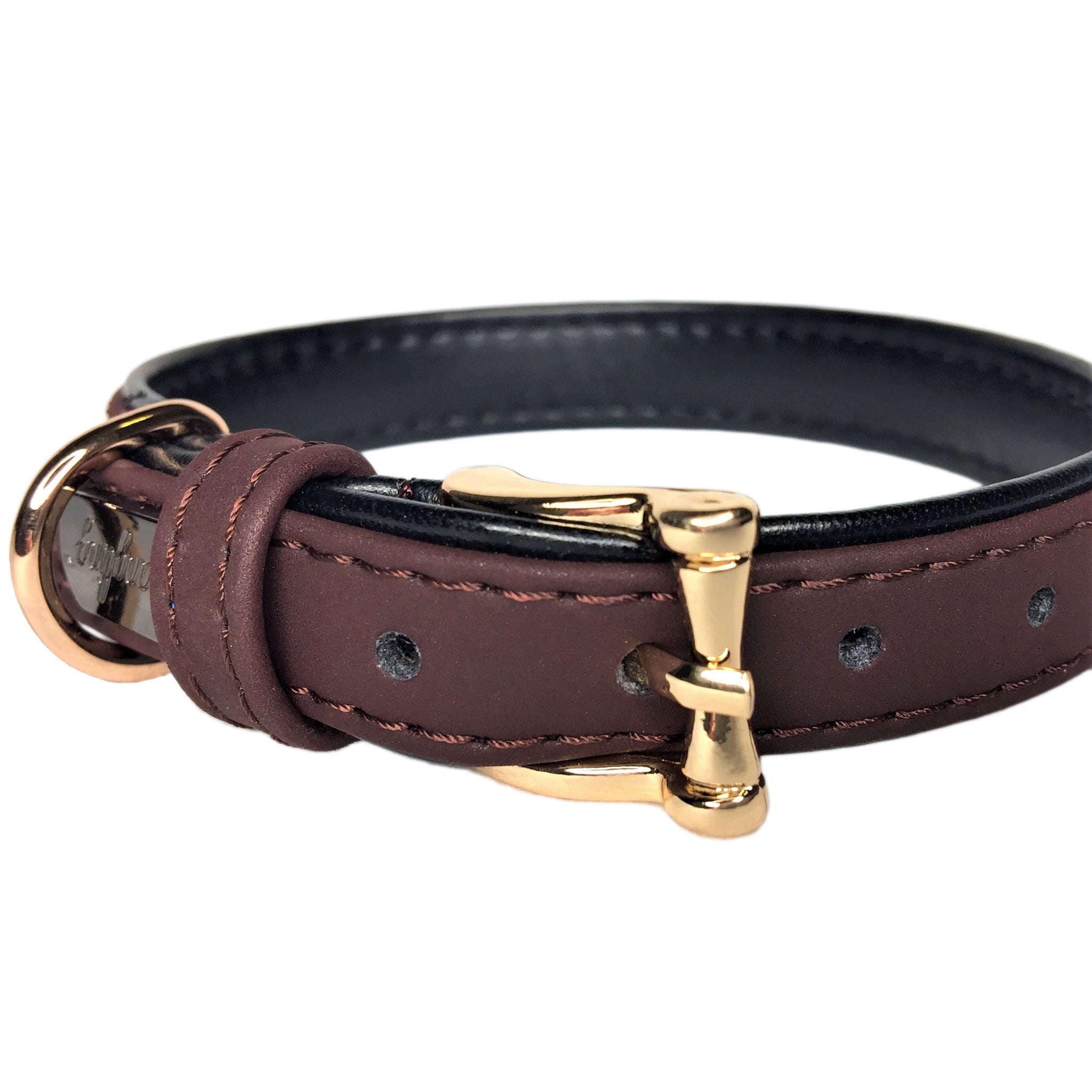 Faux Leather Dog Collar Brown