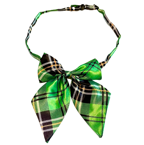 Green Tartan Large Bow Adjustable Collar