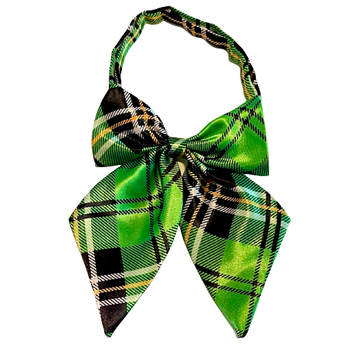 Green Tartan Large Bow Adjustable Collar