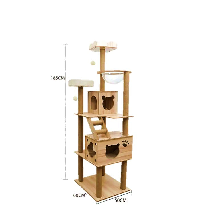 185cm Wooden Cat Adventure Stand Tree
