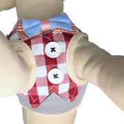 Checkered Dog Harness Red Close Up