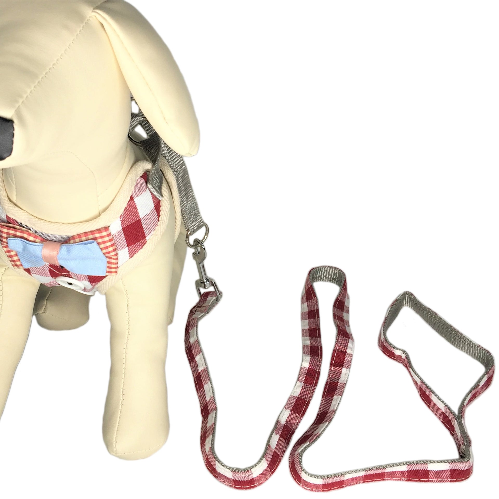 Checkered Dog Leash Red with Dog