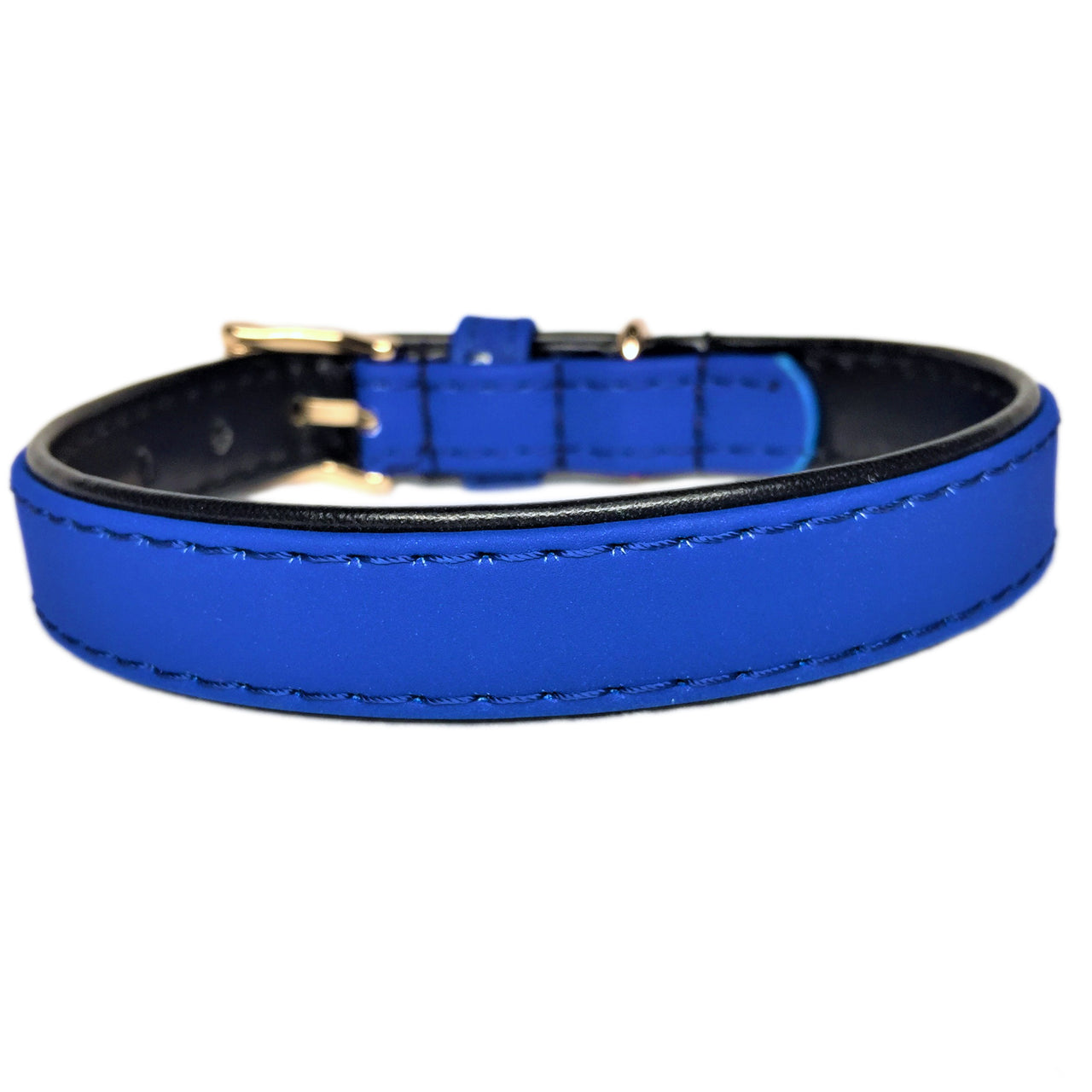 Faux Leather Dog Collar Blue Back