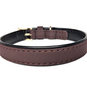 Faux Leather Dog Collar Brown Back
