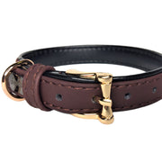 Faux Leather Dog Collar Brown Front