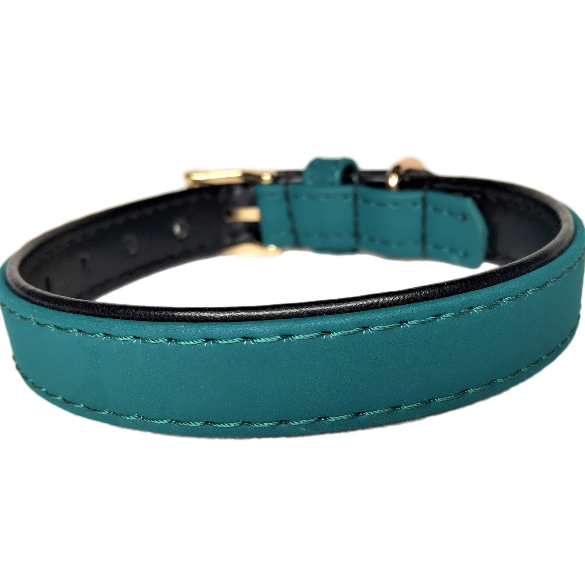 Faux Leather Dog Collar Green Back