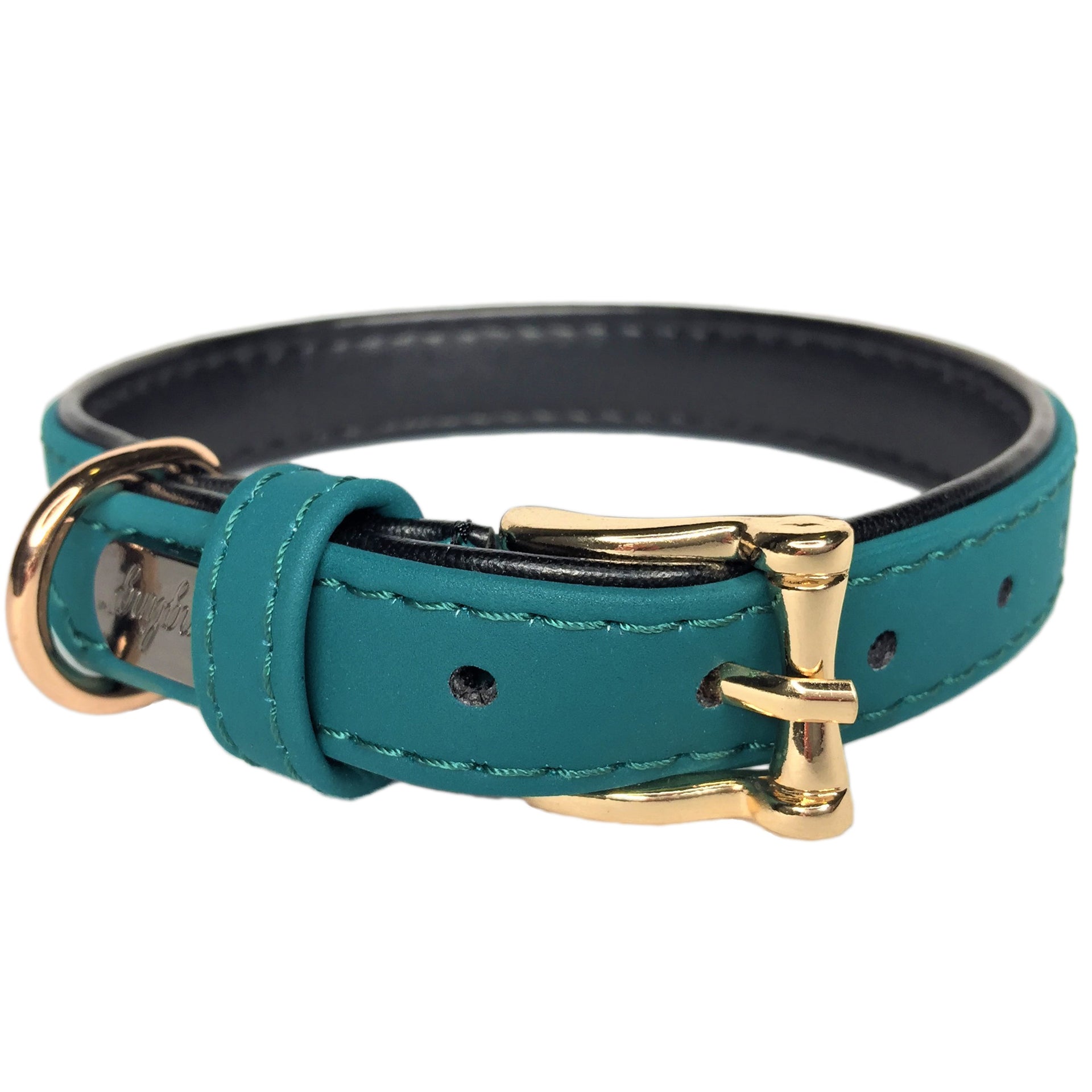 Faux Leather Dog Collar Green Front