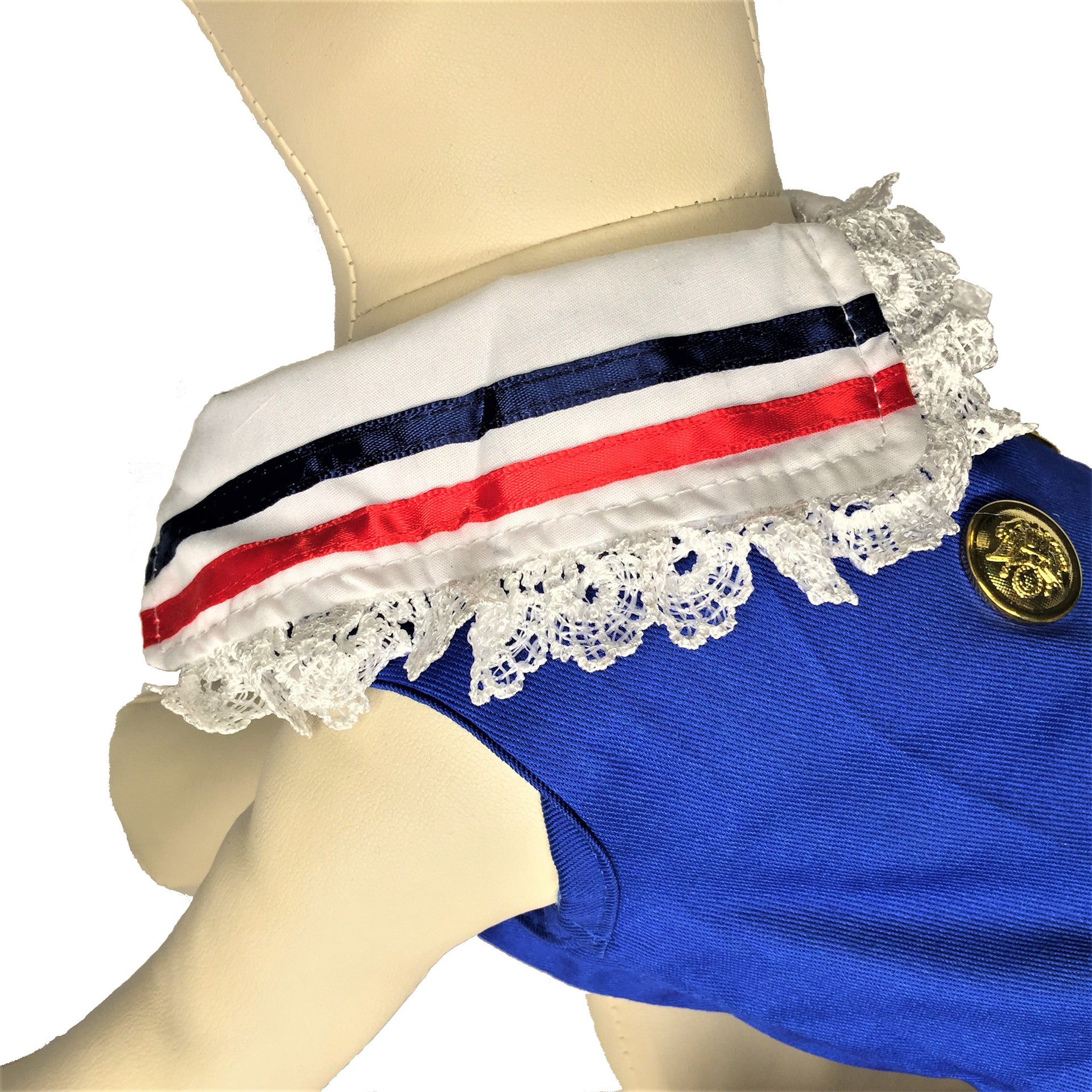 French Dress Blue Collar View