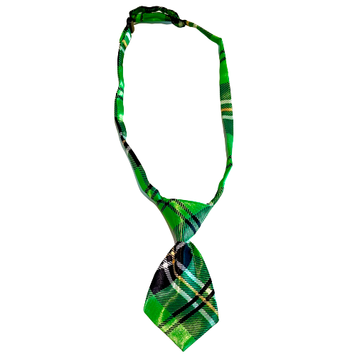 Green Tartan Small Tie Adjustable Collar