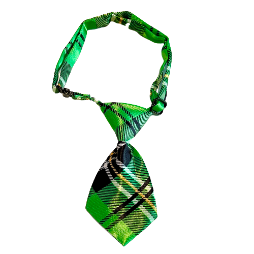 Green Tartan Small Tie Adjustable Collar