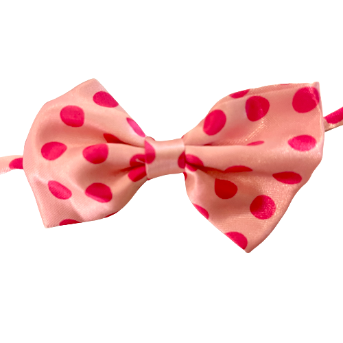 Light Pink with Dark Pink Polka Dots - Adjustable Collar Bow Tie