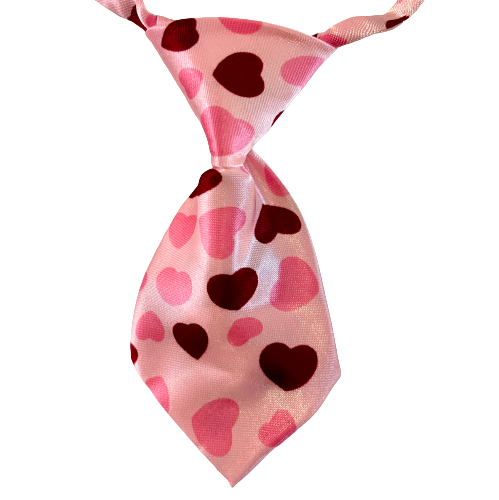 Pink Love Hearts Adjustable Soft Collar Small Tie