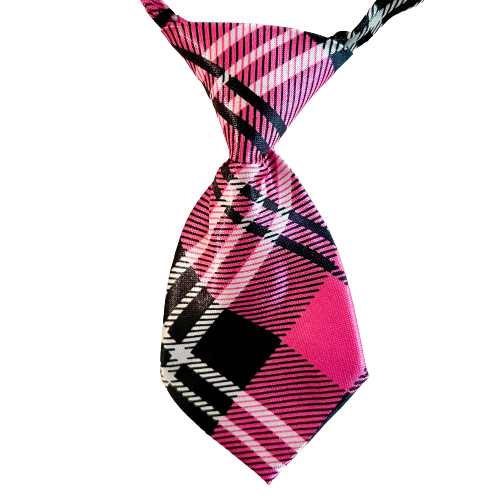 Pink Tartan Adjustable Soft Collar Small Tie