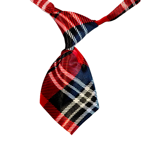 Red Tartan Adjustable Soft Collar Small Tie