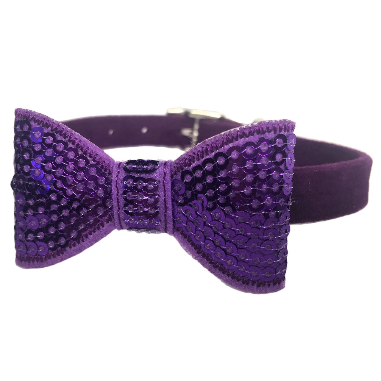 Sparkly Bow Tie Collar Purple